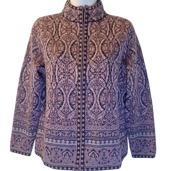 Pendleton 100% Merino wool purple full zip cardigan sweater S petite - Picture 1 of 7